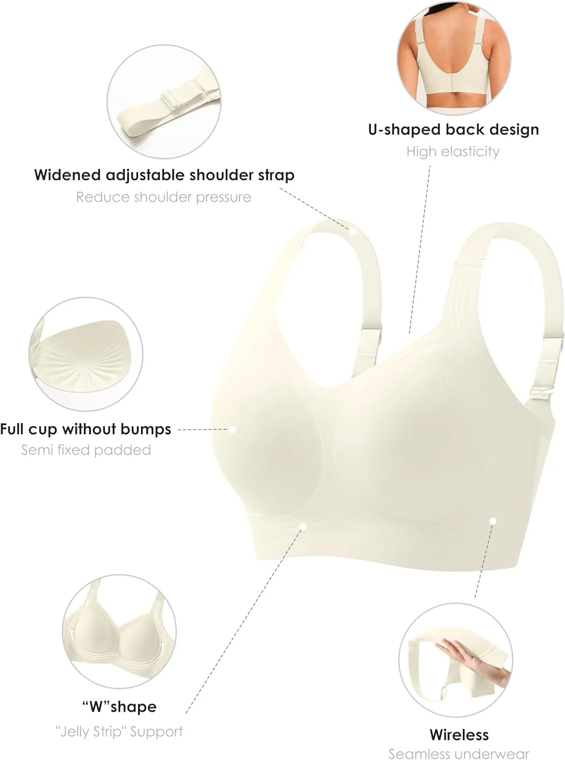 Women Wirefree Bras for Women Full Coverage No Underwire Everyday Bras Comfortable Wireless Padded Bras