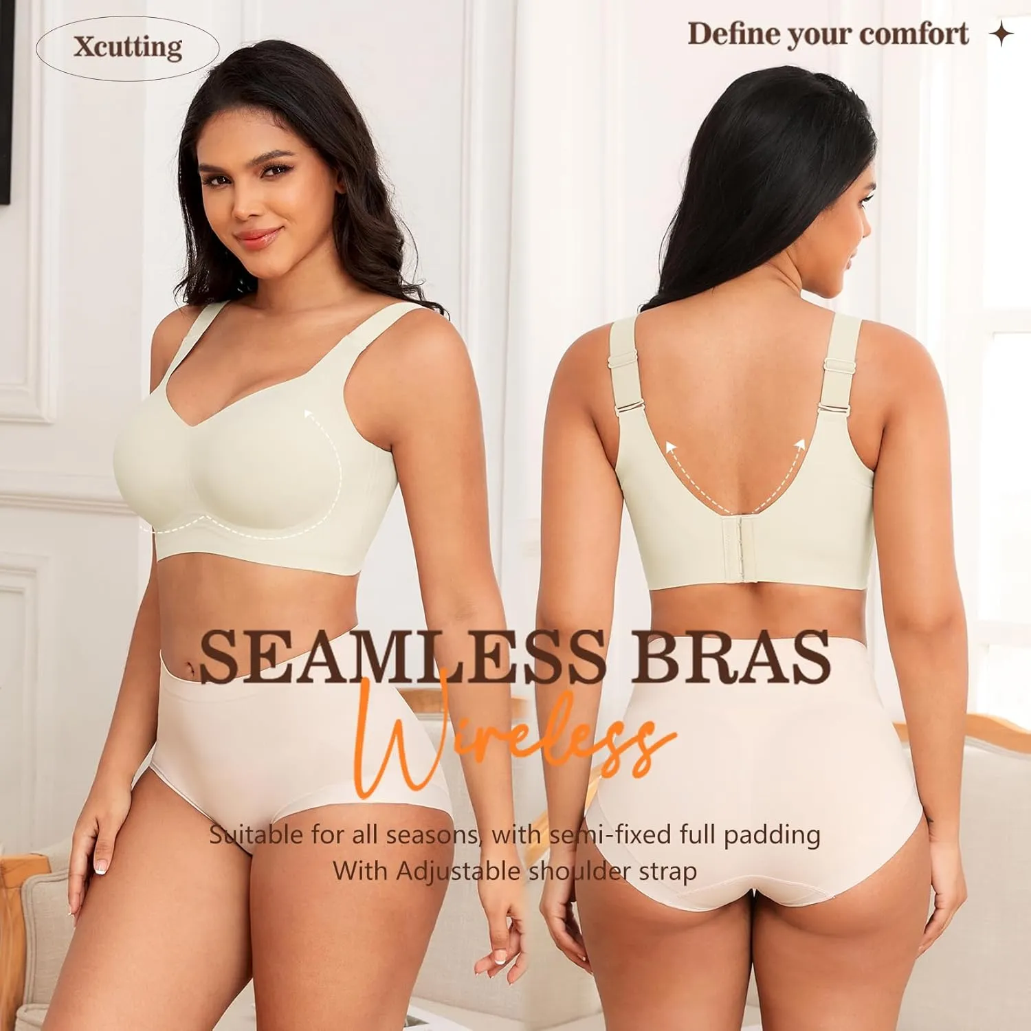 Women Wirefree Bras for Women Full Coverage No Underwire Everyday Bras Comfortable Wireless Padded Bras
