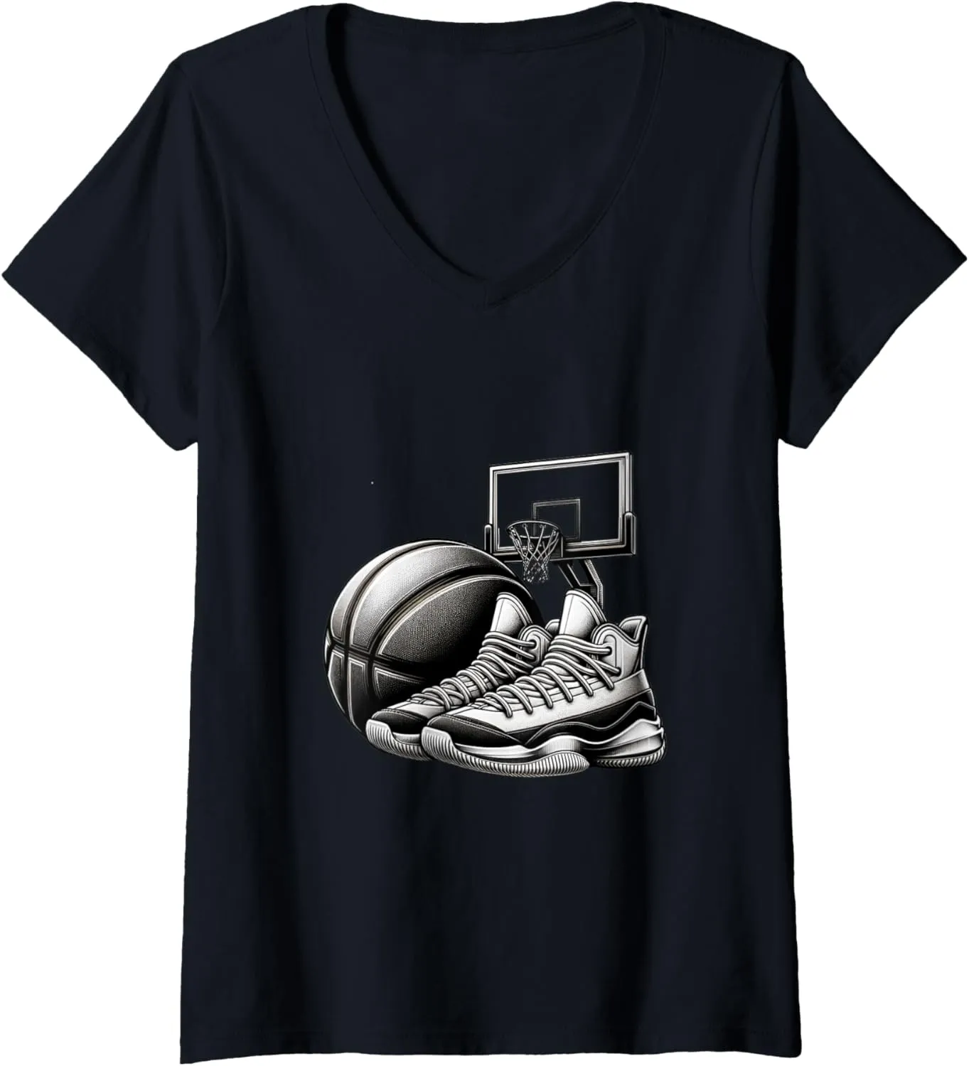 Womens Basketball Player Dreams - Sneakers - Ball - Slam Dunk V-Neck T-Shirt