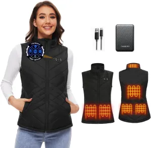 Womens Heated Vest, 5IN1 Smart Controller Electric Heating Jacket Coat Vests, Gifts for Women