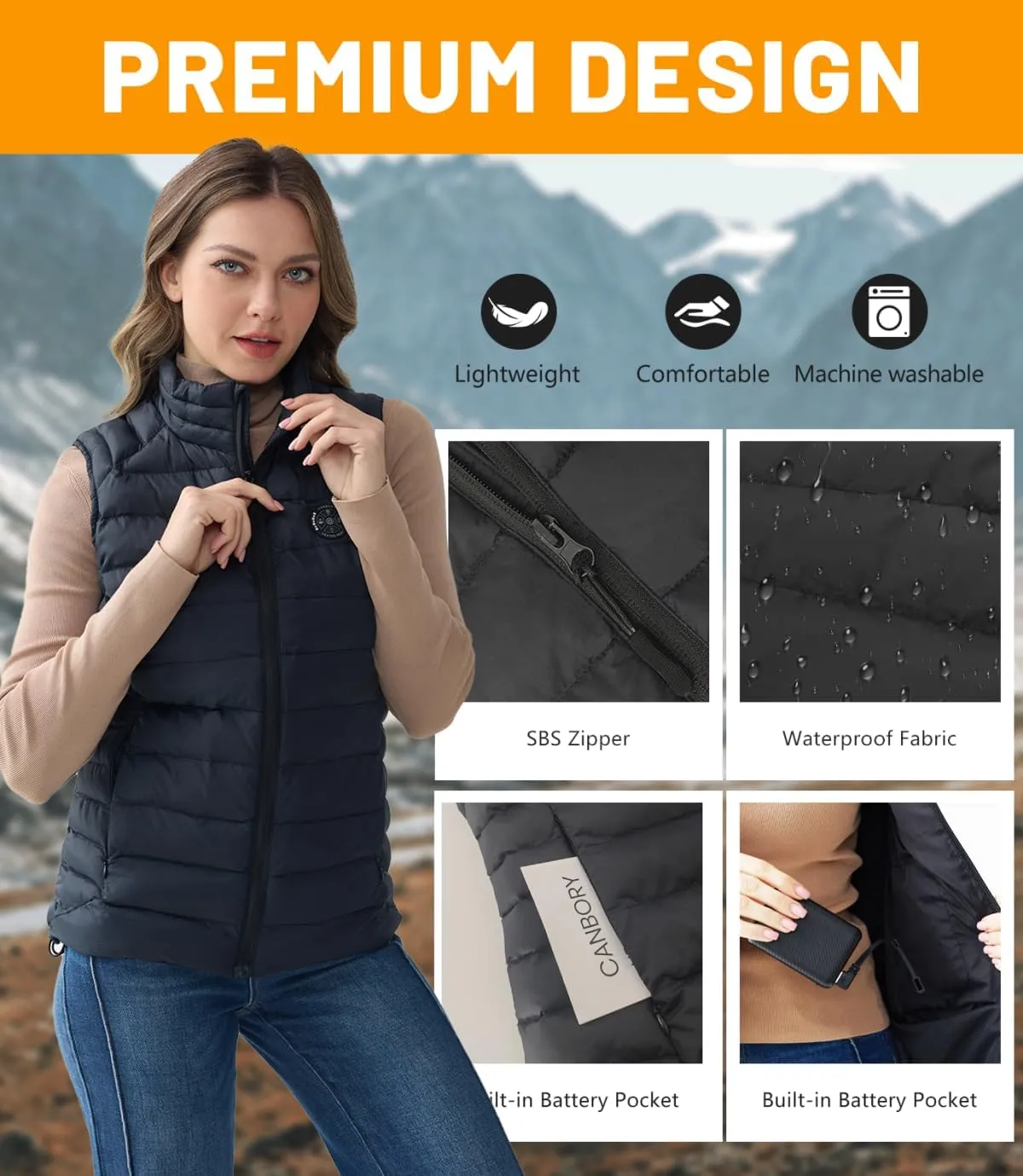 Womens Heated Vest, 5IN1 Smart Controller Electric Heating Jacket Coat Vests, Gifts for Women