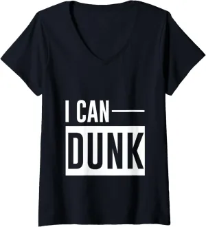Womens I Can Dunk --- V-Neck T-Shirt