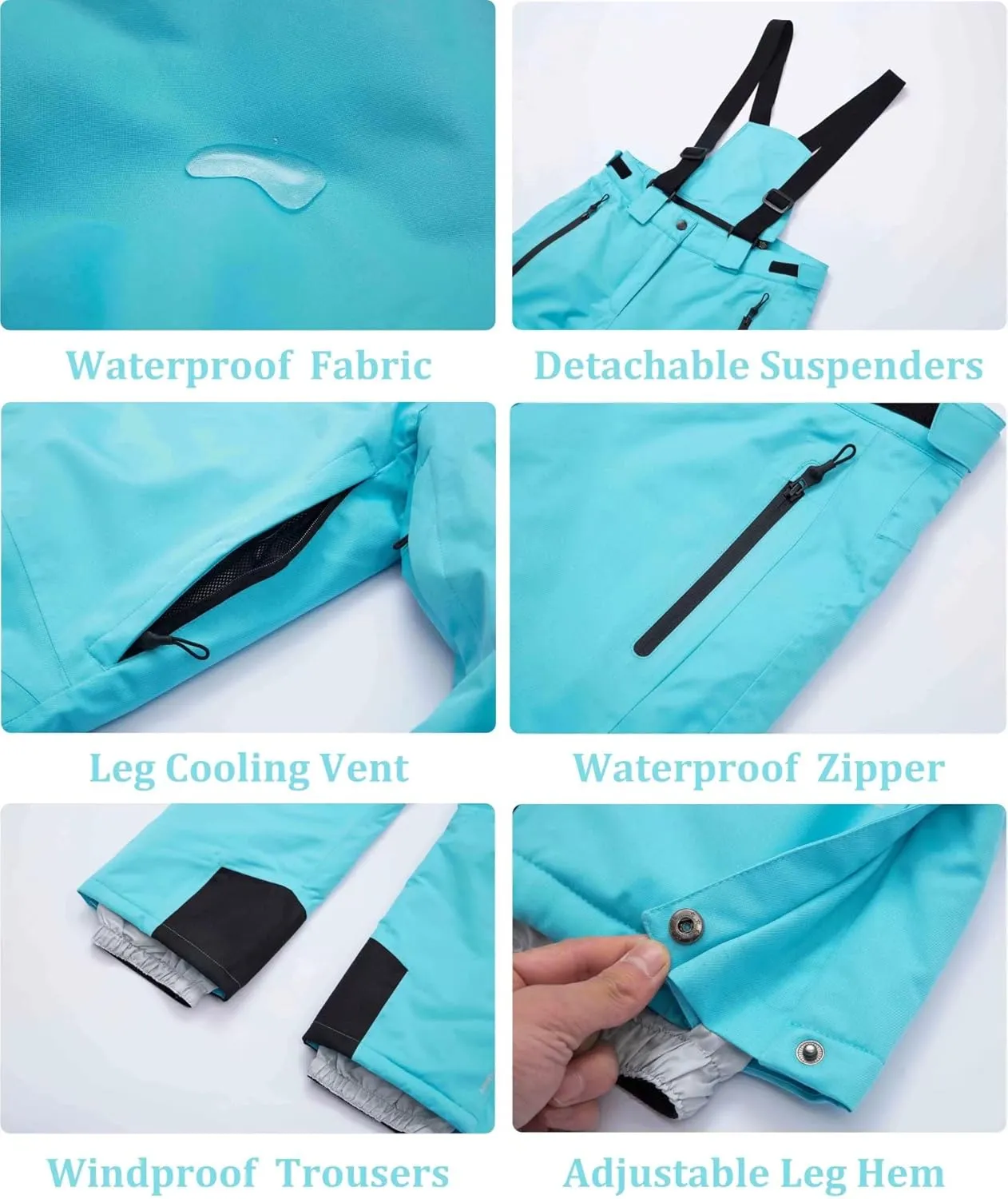 Women's Ski Jackets and Pants Set Waterproof Snowboard Snowsuit Colorful Winter Warm Snow Coat Suit Windproof