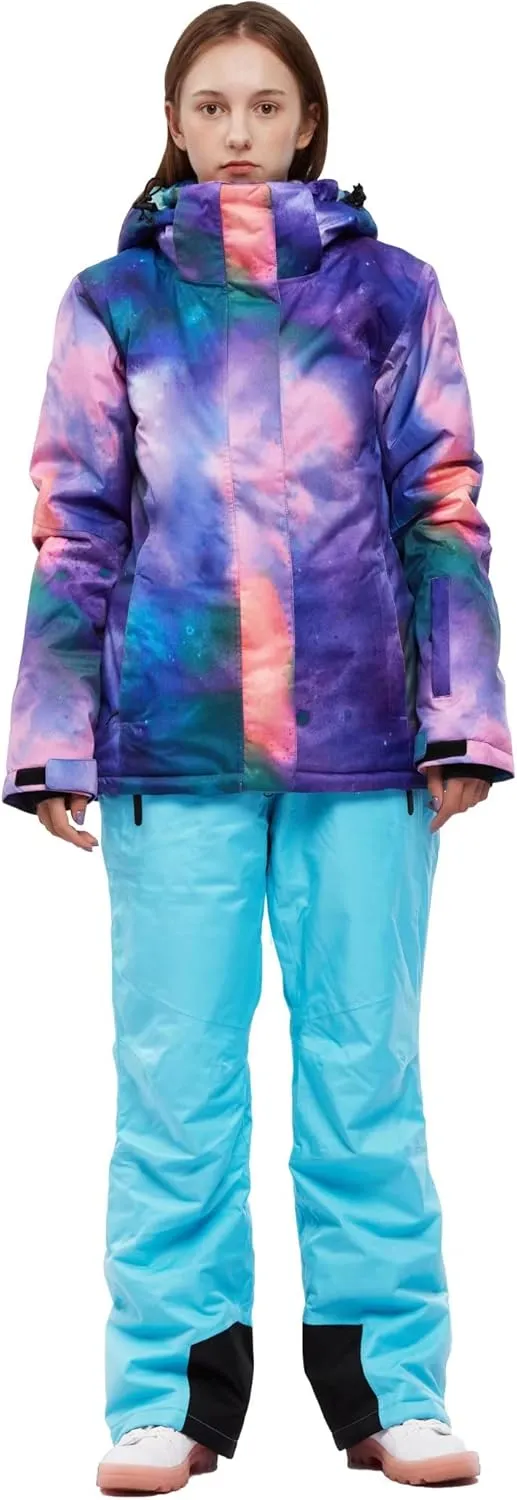 Women's Ski Jackets and Pants Set Waterproof Snowboard Snowsuit Colorful Winter Warm Snow Coat Suit Windproof
