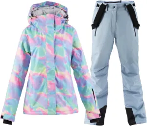 Women's Ski Jackets and Pants Set Waterproof Snowboard Snowsuit Colorful Winter Warm Snow Coat Suit Windproof