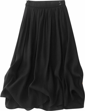 Womens Cotton Linen Skirts Summer Casual Elegant Double Layer Elastic High Waist Flowy Swing A Line Long Maxi Skirt