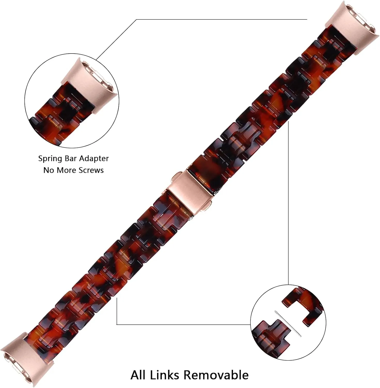 Wongeto Compatible with Fitbit Luxe/Luxe SE Bands for Women, Resin Wristband Strap with Stainless Steel Buckle Replacement Bands for Fitbit Luxe accssorises