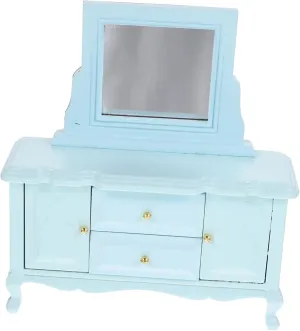 Wooden Mini Dresser with Mirror Simulation Mini Cabinet for Dollhouse Compact Furniture Adornment and Decoration for Creating Scenes