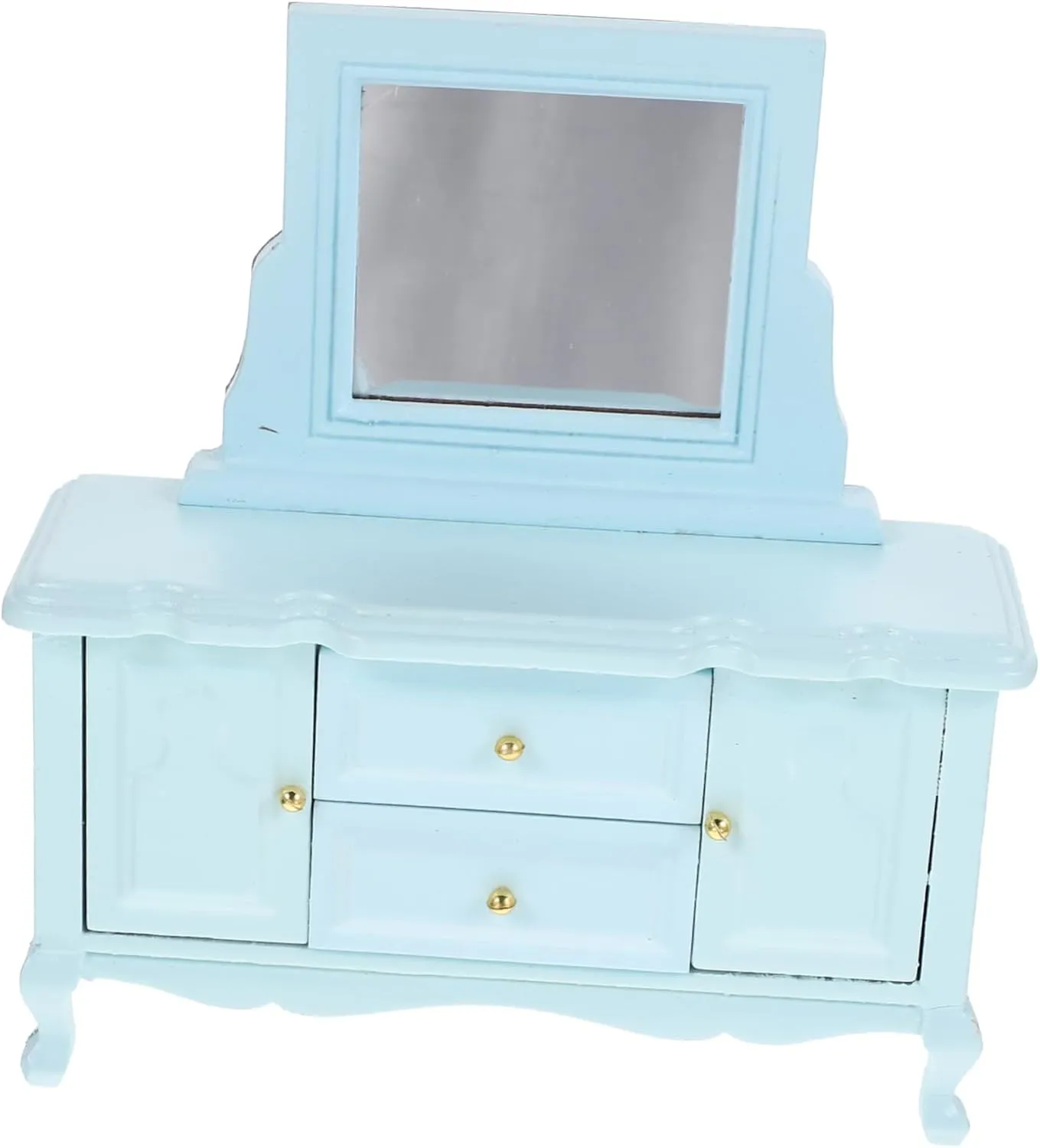 Wooden Mini Dresser with Mirror Simulation Mini Cabinet for Dollhouse Compact Furniture Adornment and Decoration for Creating Scenes