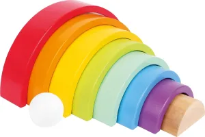 Wooden Rainbow Building Blocks with Ball (Large) by Small Foot – Babies Learn Hand-Eye Coordination, Patterns, Colors While Developing Fine Motor Skills – Educational Game for Toddlers –Age 12  months