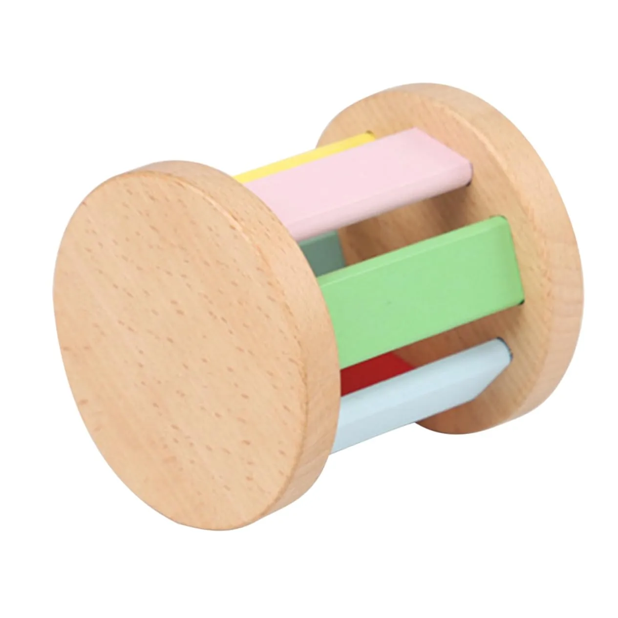 Wooden Roller Rattle for Boy Girl Montessori Instrument for Early Education Sensory Plaything for Newborns Lightweight Wooden Rattle for Grasping Skills Development