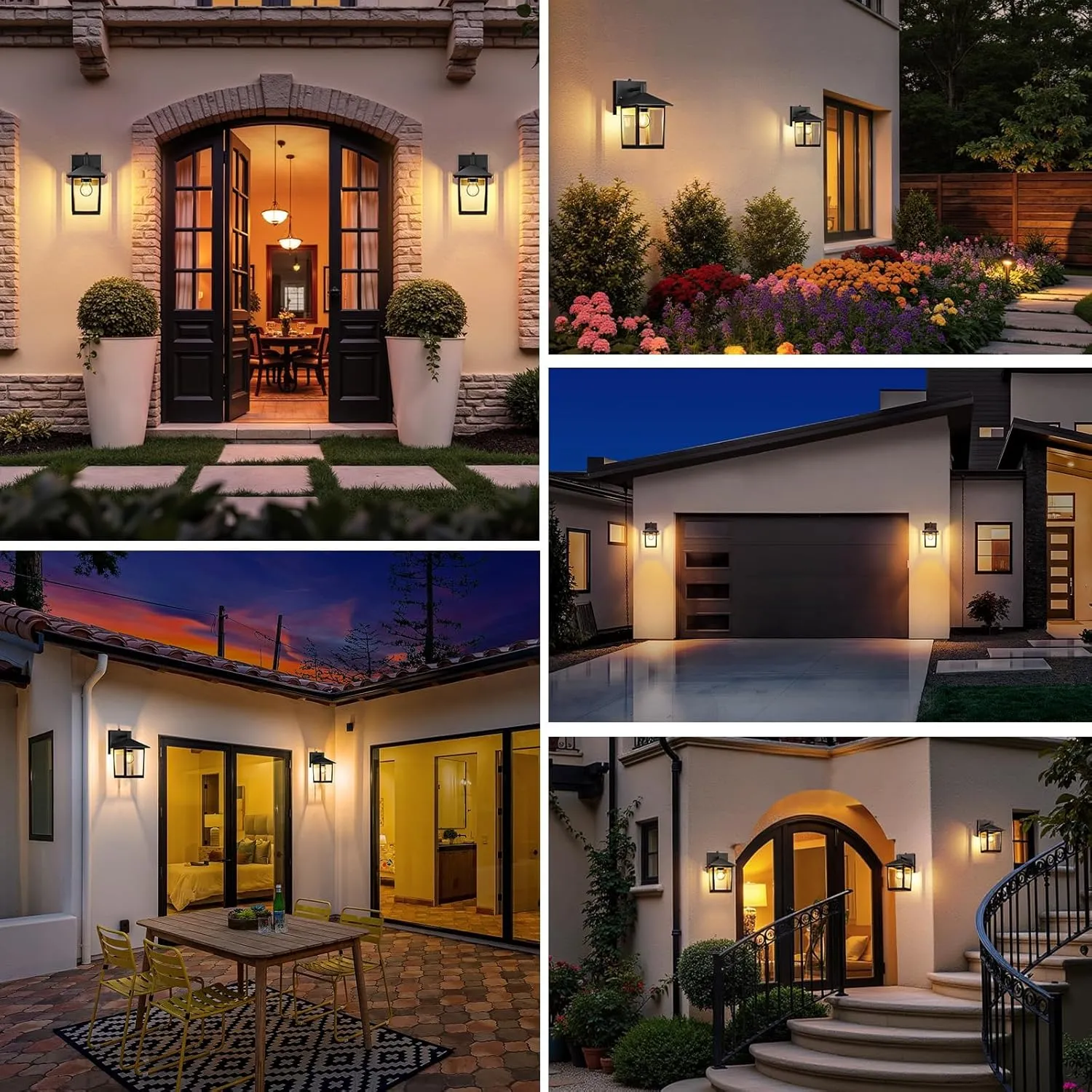 Woolmug Motion Sensor Outdoor Wall Lights, Dusk to Dawn Porch Light Black Wall Sconce Lighting with Clear Glass for Patio Front Door House Garage, Bulbs Not Included