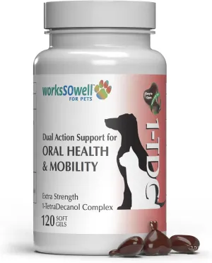 WorksSoWell Dual Action Natural Support - 120 Twist Off Soft Gels | Delivers 4 Health Benefits for Dogs & Cats | Supports Oral, Hip, Joint, Skin, Coat Health, Muscle & Stamina Recovery