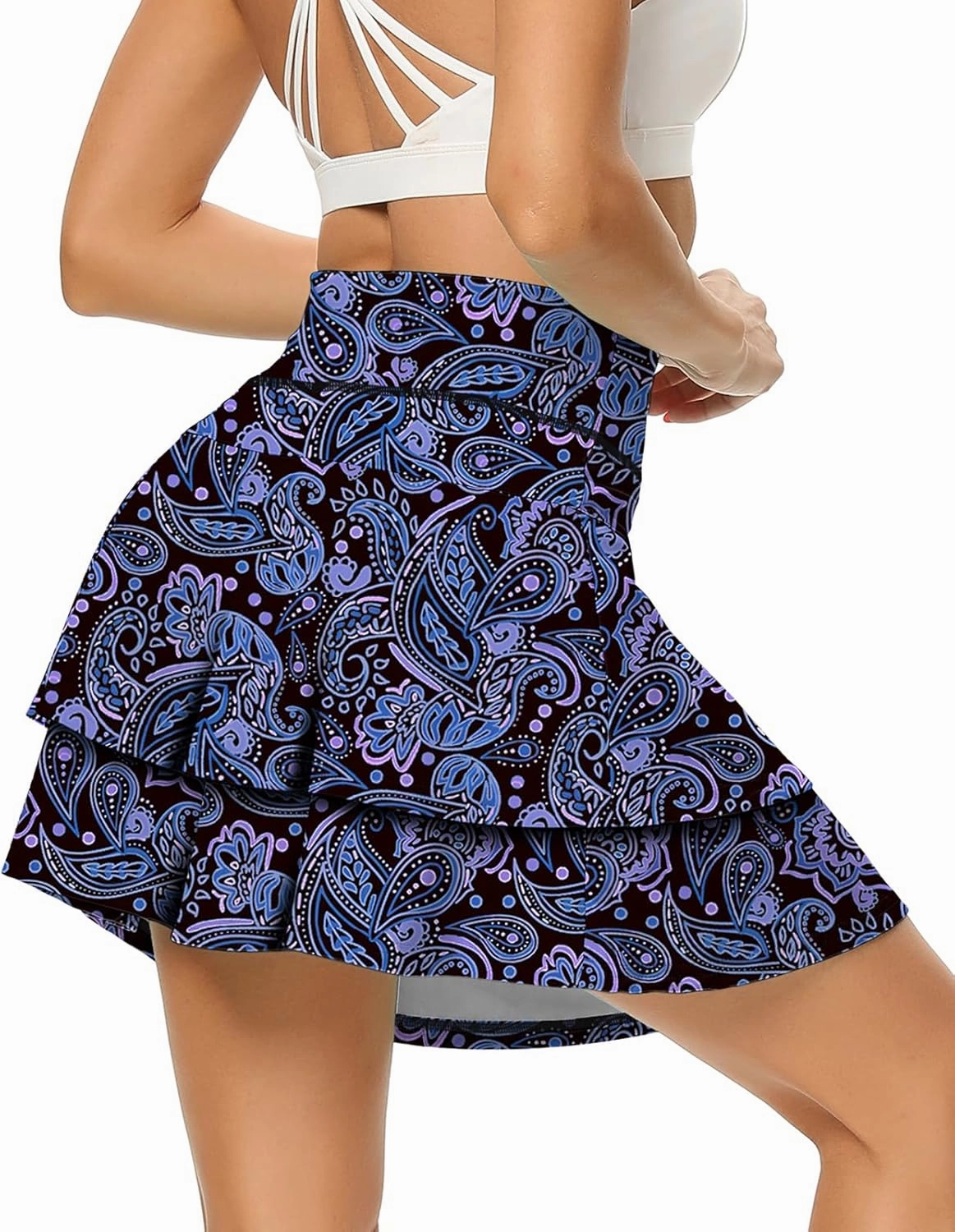 WOWENY Women's Athletic Pleated Tennis Skirt Ladies Active Layered Skort with Pocket Running Golf Skirt with Ruffle