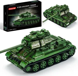 WW2 Army Tank Toys Building Kit,Create a 1:28 T-34 Tank Building Model, Great Military Gifts for Boys,Kids and Teens Age 6-14(Olive Green)