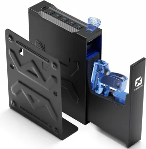 Xdeer Gun Safe,Mounted Biometric Nightstand Handgun Safe with Quick Access,Pistol Safes for Wall Bedside Desk Vehicle with the Fingerprint, Keypad, Pistol Holder,Carbon Knight Series