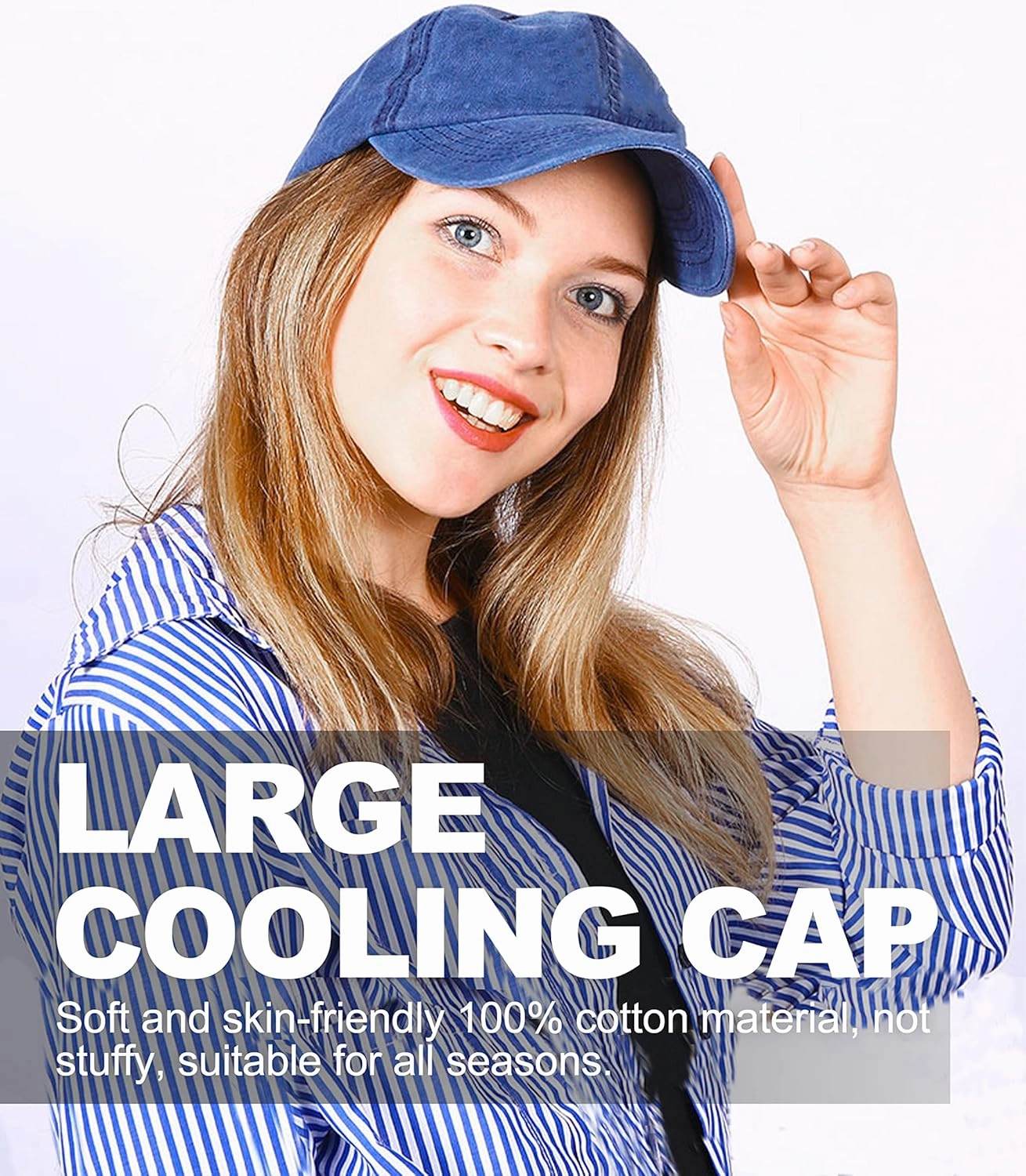 XXL Oversize Washed Denim Baseball Cap,Low Profile Jean Sports Cap for Big Heads 23.5"-25.5",Large Pigment Dyed Dad Hat