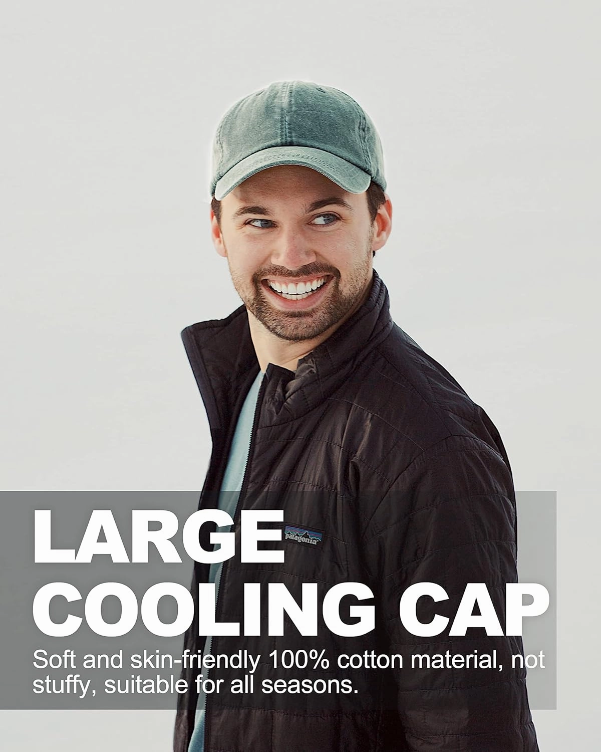 XXL Oversize Washed Denim Baseball Cap,Low Profile Jean Sports Cap for Big Heads 23.5"-25.5",Large Pigment Dyed Dad Hat