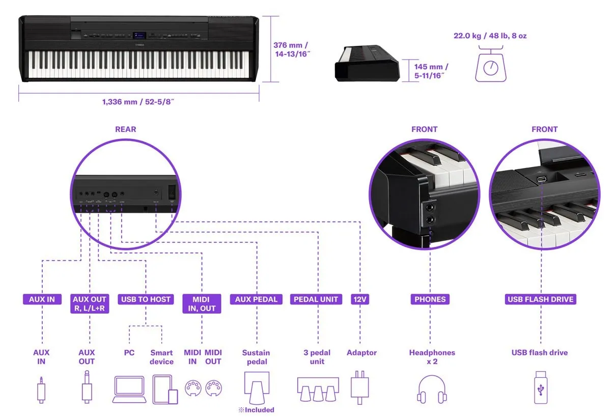Yamaha P-525WH Portable Digital Piano White