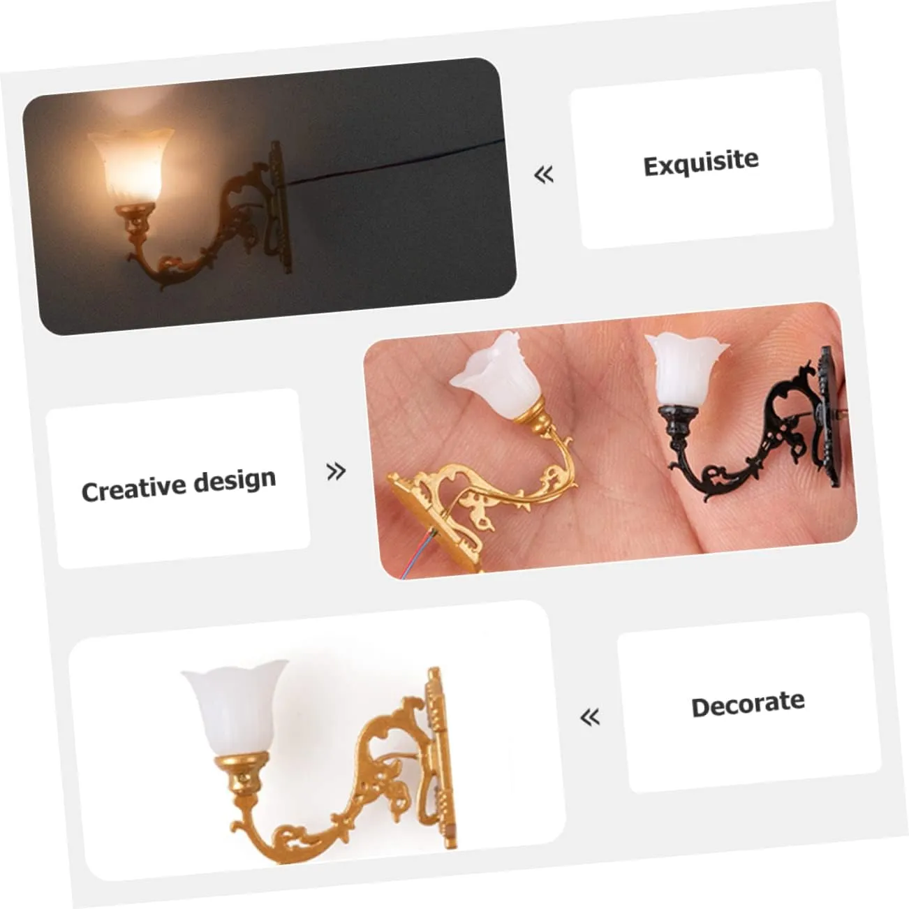 Yardwe 20pcs Wall Lamps for Dollhouse Sand Table Decor Warm Light Chic Simulation Design for Miniature Scene Layouts Unique Accessory for Home Decoration