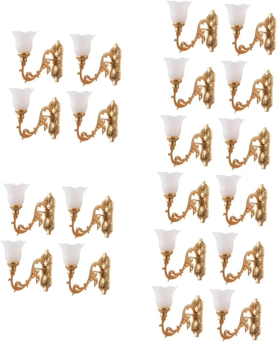 Yardwe 20pcs Wall Lamps for Dollhouse Sand Table Decor Warm Light Chic Simulation Design for Miniature Scene Layouts Unique Accessory for Home Decoration