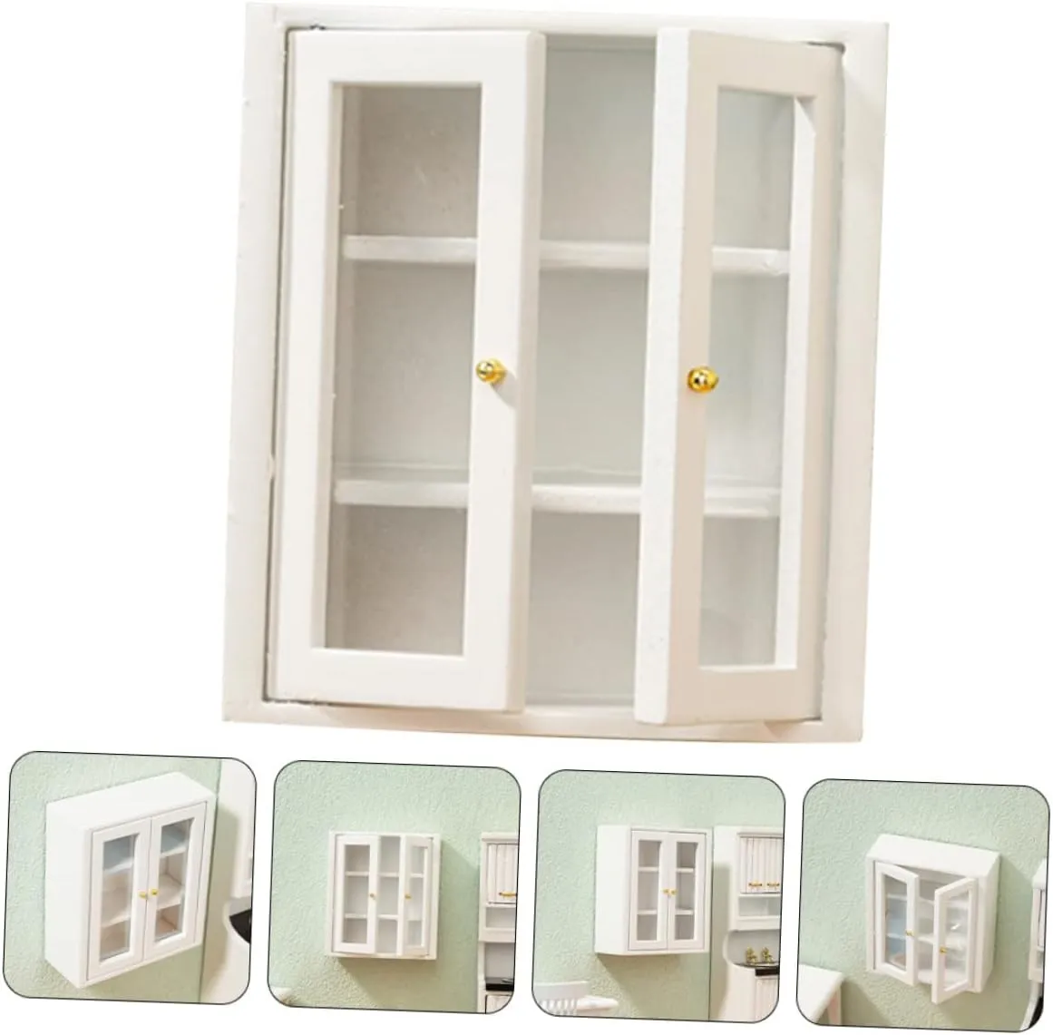 Yardwe 4pcs Scale Dollhouse Kitchen Cabinet Decor for Micro Landscape Mini House Decoration Doll Furniture Present