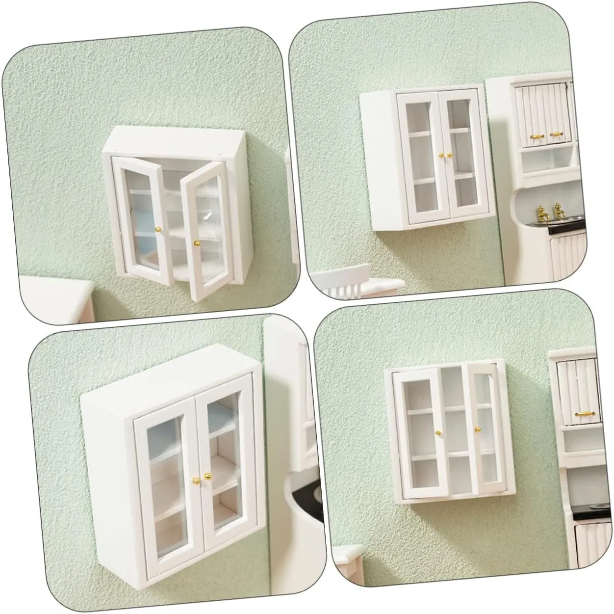 Yardwe 4pcs Scale Dollhouse Kitchen Cabinet Decor for Micro Landscape Mini House Decoration Doll Furniture Present