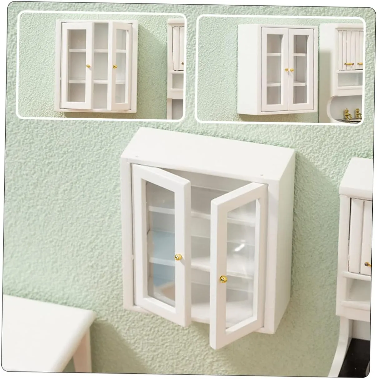 Yardwe 4pcs Scale Dollhouse Kitchen Cabinet Decor for Micro Landscape Mini House Decoration Doll Furniture Present