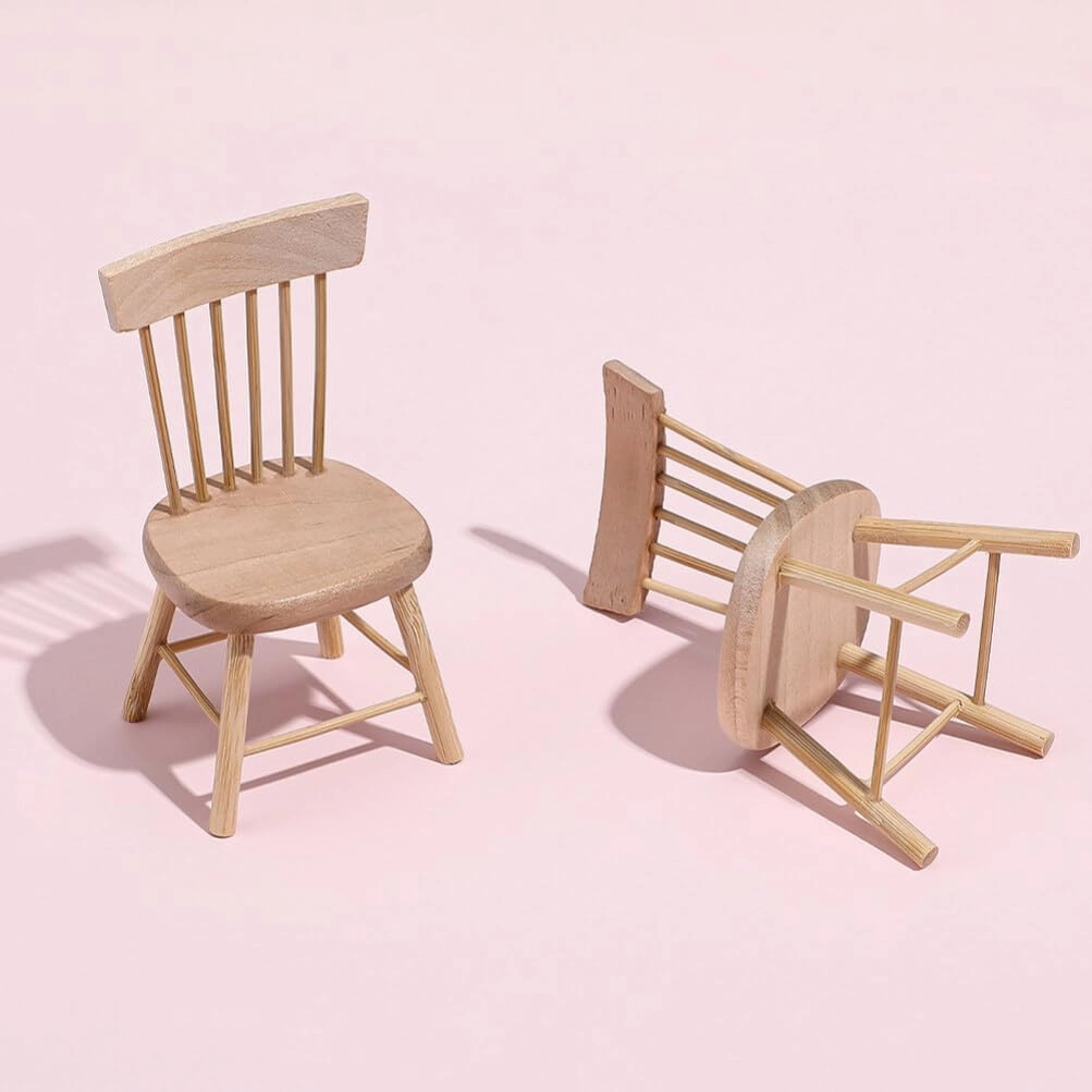 Yardwe 24 Pcs Dollhouse Chair Mini Dollhouse Wooden Dollhouse Counter Decor Miniature Chairs Dollhouse Furniture 1 12 Scale 1 12 Scale Dollhouse Accessories Wood Miniature Chair Wood Set
