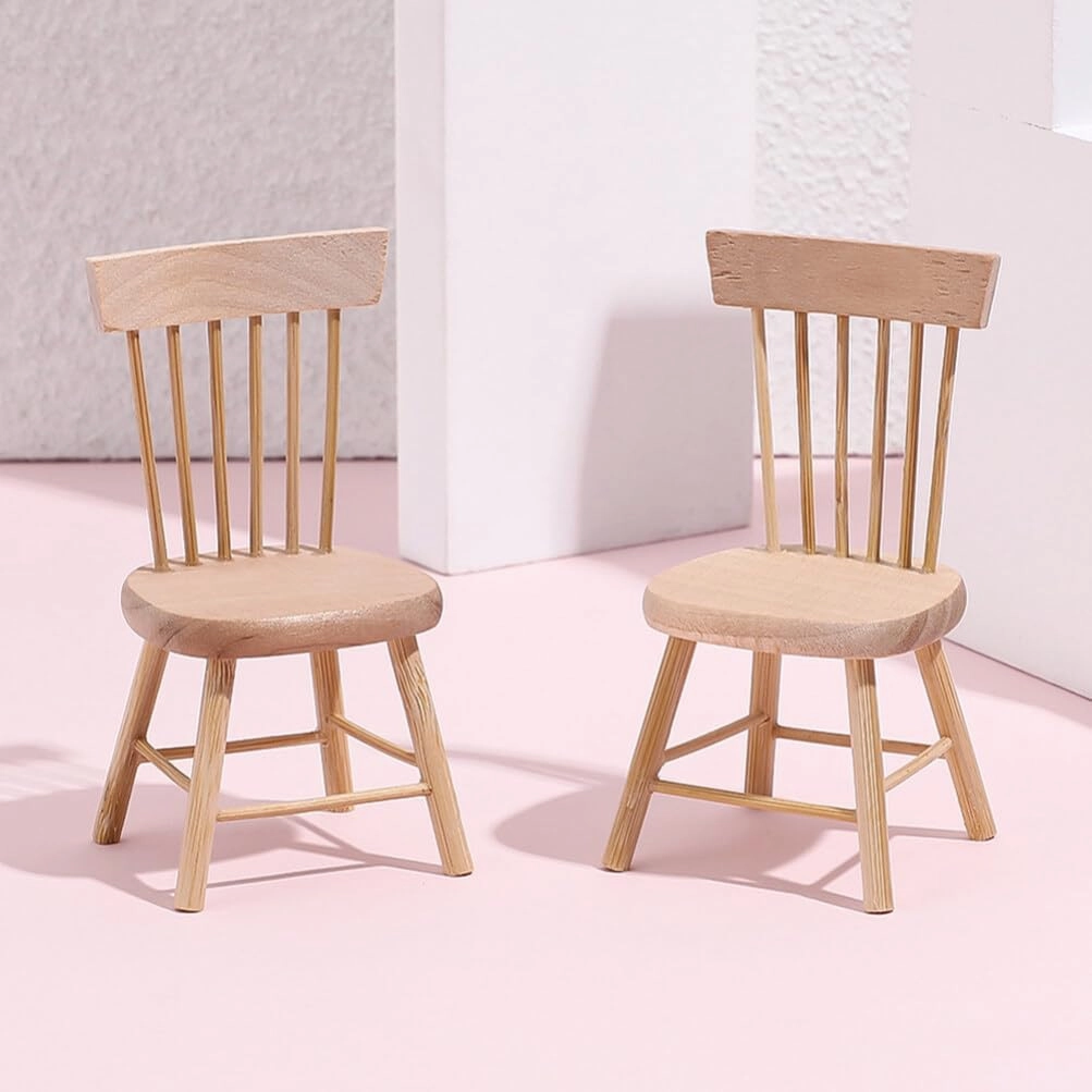 Yardwe 24 Pcs Dollhouse Chair Mini Dollhouse Wooden Dollhouse Counter Decor Miniature Chairs Dollhouse Furniture 1 12 Scale 1 12 Scale Dollhouse Accessories Wood Miniature Chair Wood Set