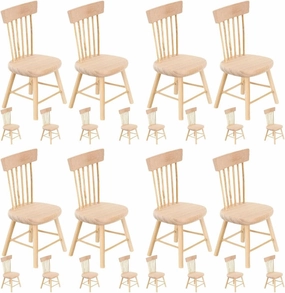 Yardwe 24 Pcs Dollhouse Chair Mini Dollhouse Wooden Dollhouse Counter Decor Miniature Chairs Dollhouse Furniture 1 12 Scale 1 12 Scale Dollhouse Accessories Wood Miniature Chair Wood Set