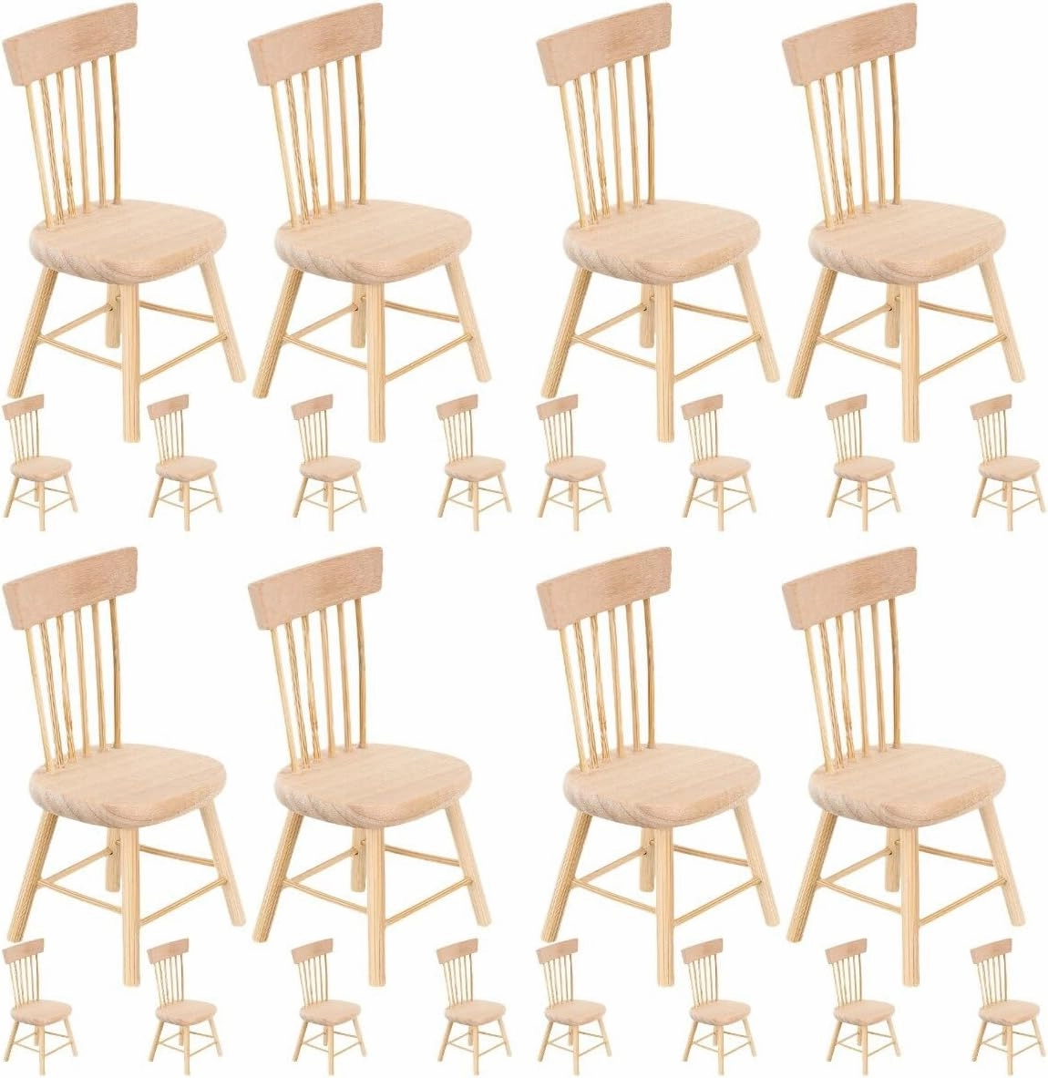 Yardwe 24 Pcs Dollhouse Chair Mini Dollhouse Wooden Dollhouse Counter Decor Miniature Chairs Dollhouse Furniture 1 12 Scale 1 12 Scale Dollhouse Accessories Wood Miniature Chair Wood Set