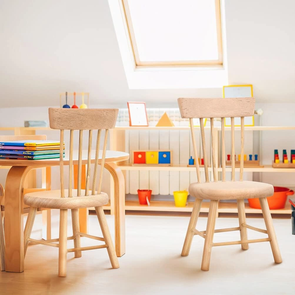 Yardwe 24 Pcs Dollhouse Chair Mini Dollhouse Wooden Dollhouse Counter Decor Miniature Chairs Dollhouse Furniture 1 12 Scale 1 12 Scale Dollhouse Accessories Wood Miniature Chair Wood Set