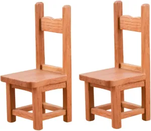 YARNOW 2sets Chic Miniature House Chairs Ornament Wooden Miniature Chair Decoration for Modern Dollhouse 2pcs*2