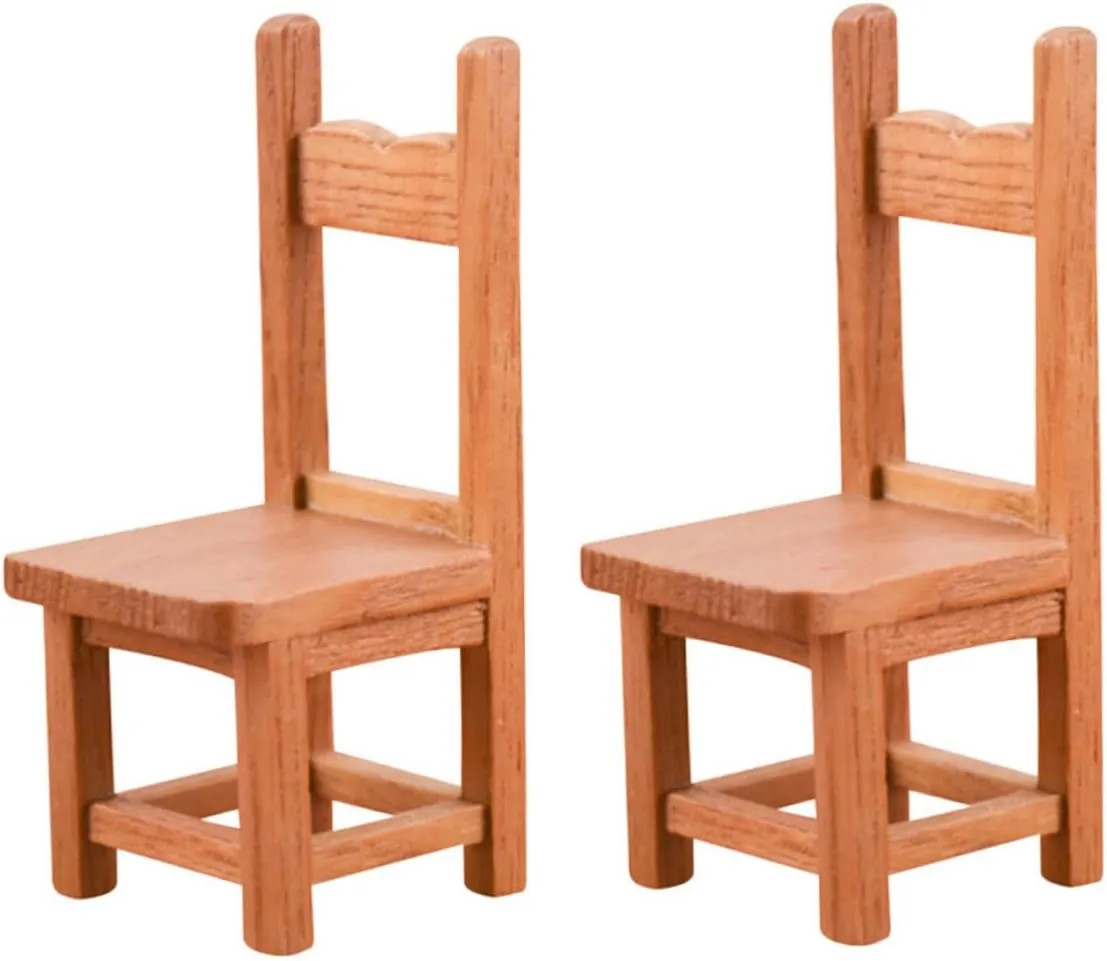 YARNOW 2sets Chic Miniature House Chairs Ornament Wooden Miniature Chair Decoration for Modern Dollhouse 2pcs*2