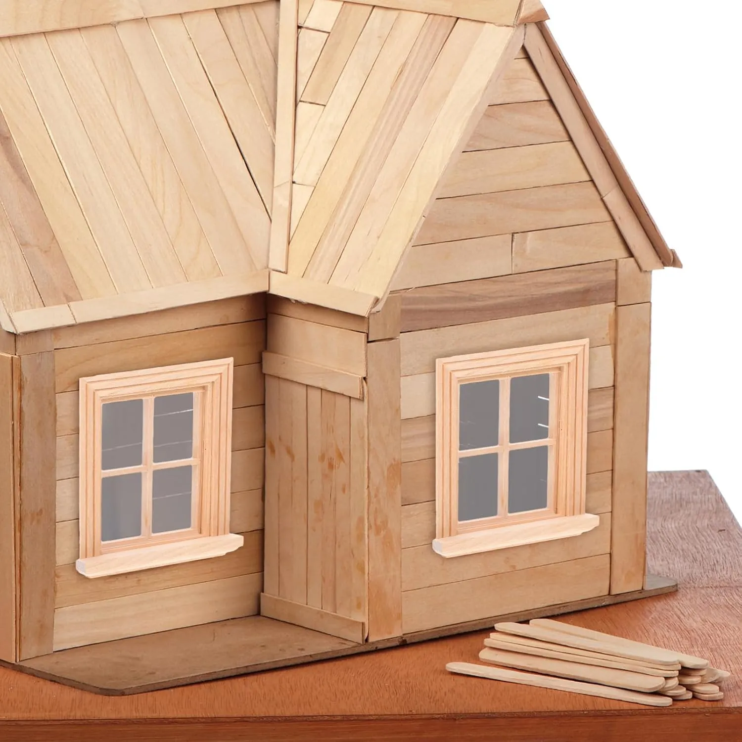 YARNOW 8 Pcs Wooden Dollhouse Window Frames: 1:12 Mini Furniture, DIY Dollhouse Bedroom Accessories