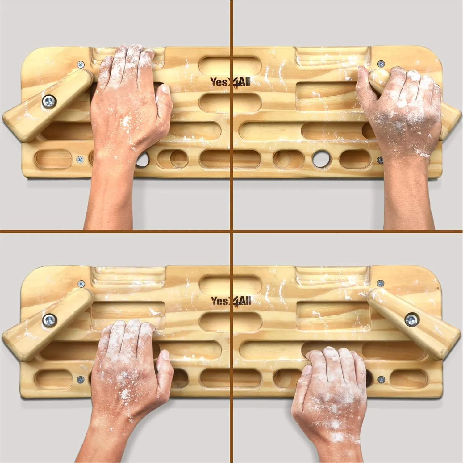 Yes4All Wooden Hang Board/Climbing Board for Doorway - Hand Strengthener Equipment for Training Finger, Grip and Pull Up