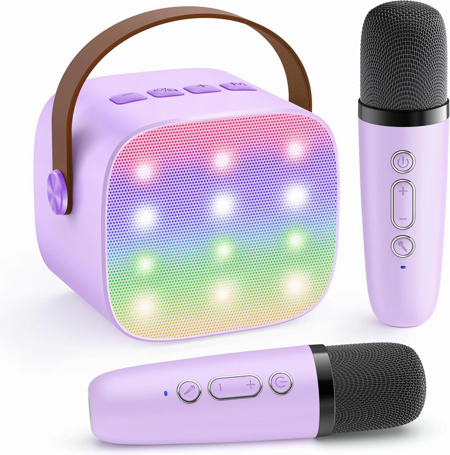 YLL Mini Karaoke Machine with 2 Wireless Microphones, TOP Kids Gifts for Girls Ages 3, 4, 5, 6, 7, 8, 9,10,11,12  Year Old, 4-12 Years Old Birthday Toy Gift for Girls Boys Party (Purple)