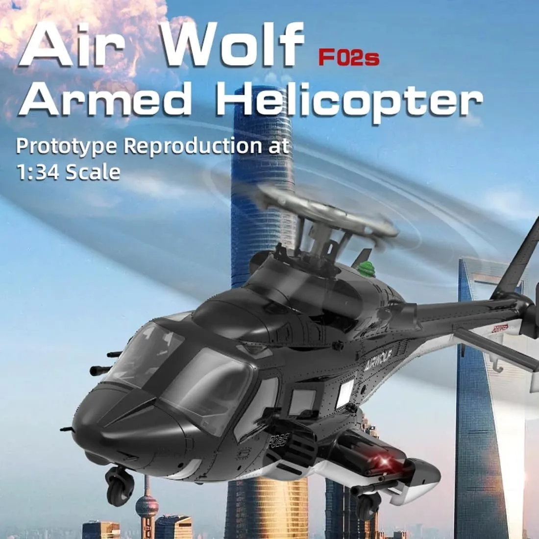 YU Xiang Flyingwolf Flybarless RC Helicopter Model, F02S 1/34 8CH RC 3D/6G Helicopter with Auto-Return & GPS Positioning, Ideal Gift for Beginners & Pros