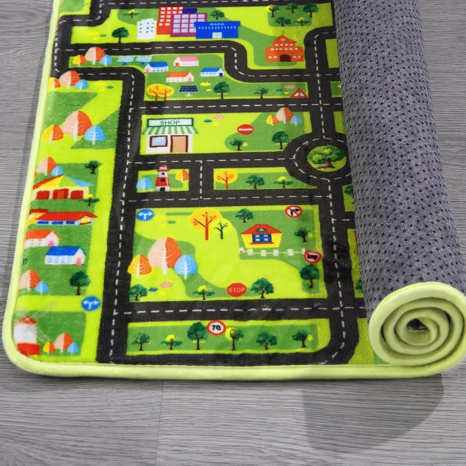Zacoo Kids Car Rug Play Mat, City Roads Learning Carpet Great for Playing with Cars and Toys Kids Carpet Playmat Soft Non Slip Playtime Activity Mat for Playroom Bedroom Classroom 5x7 ft Black Street