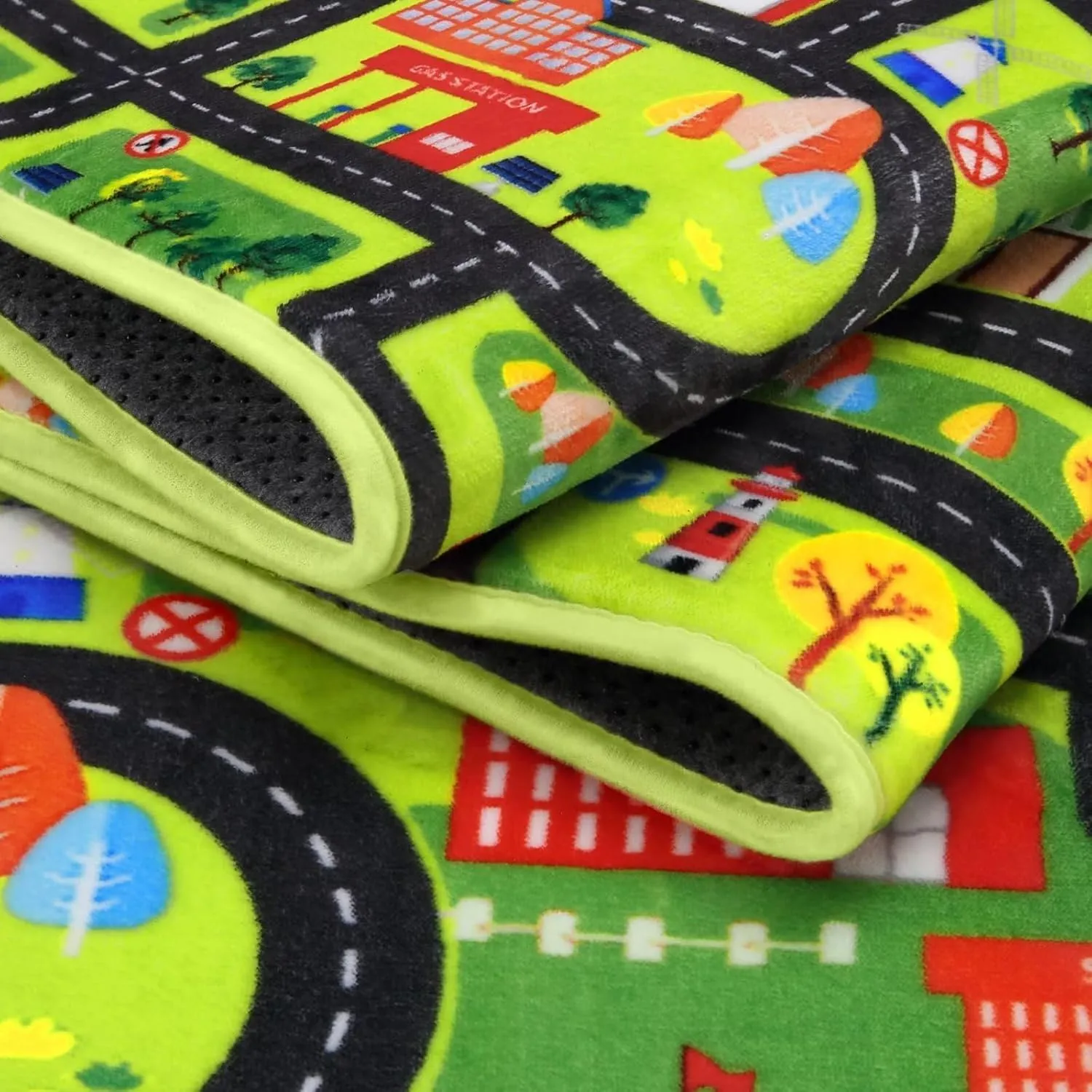 Zacoo Kids Car Rug Play Mat, City Roads Learning Carpet Great for Playing with Cars and Toys Kids Carpet Playmat Soft Non Slip Playtime Activity Mat for Playroom Bedroom Classroom 5x7 ft Black Street