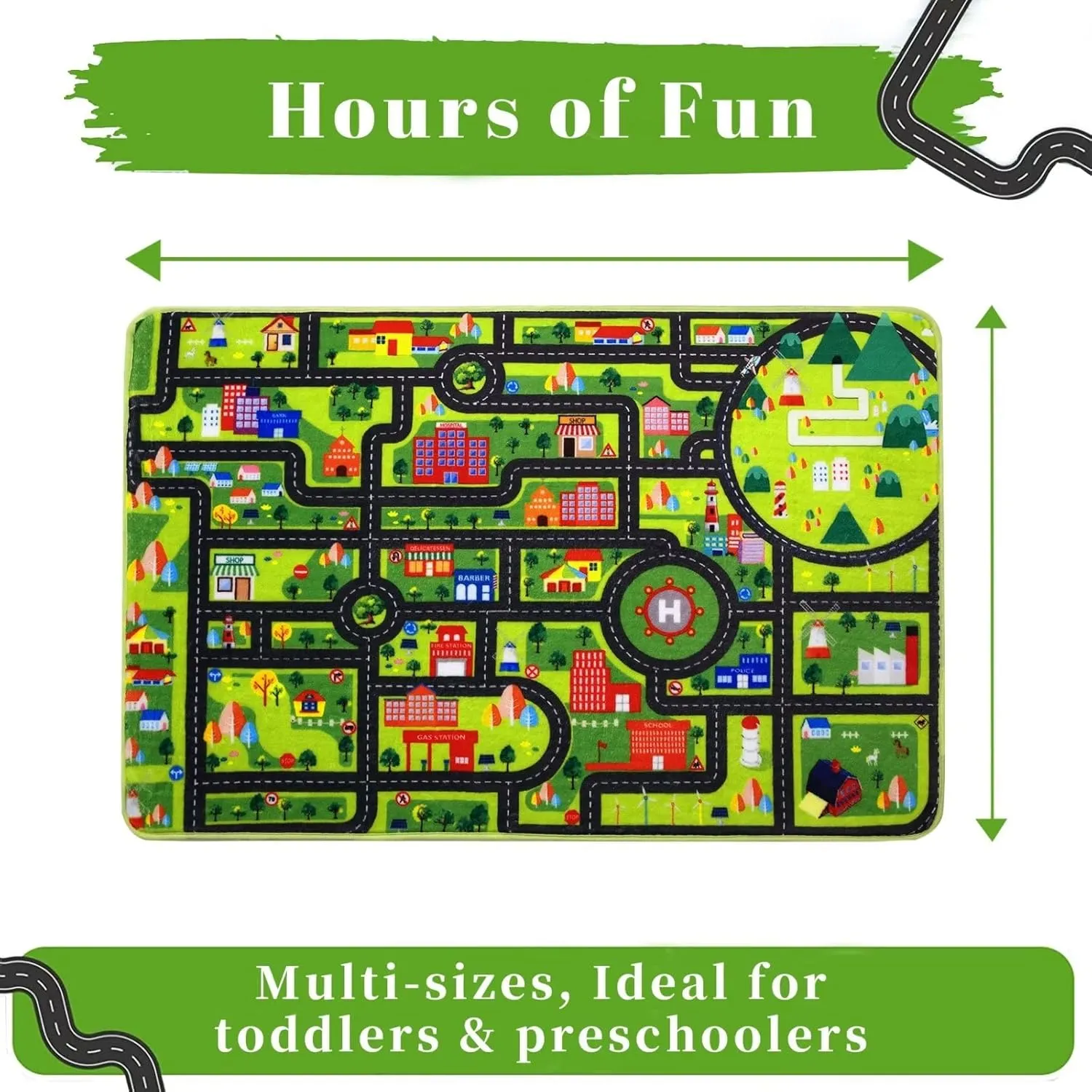 Zacoo Kids Car Rug Play Mat, City Roads Learning Carpet Great for Playing with Cars and Toys Kids Carpet Playmat Soft Non Slip Playtime Activity Mat for Playroom Bedroom Classroom 5x7 ft Black Street