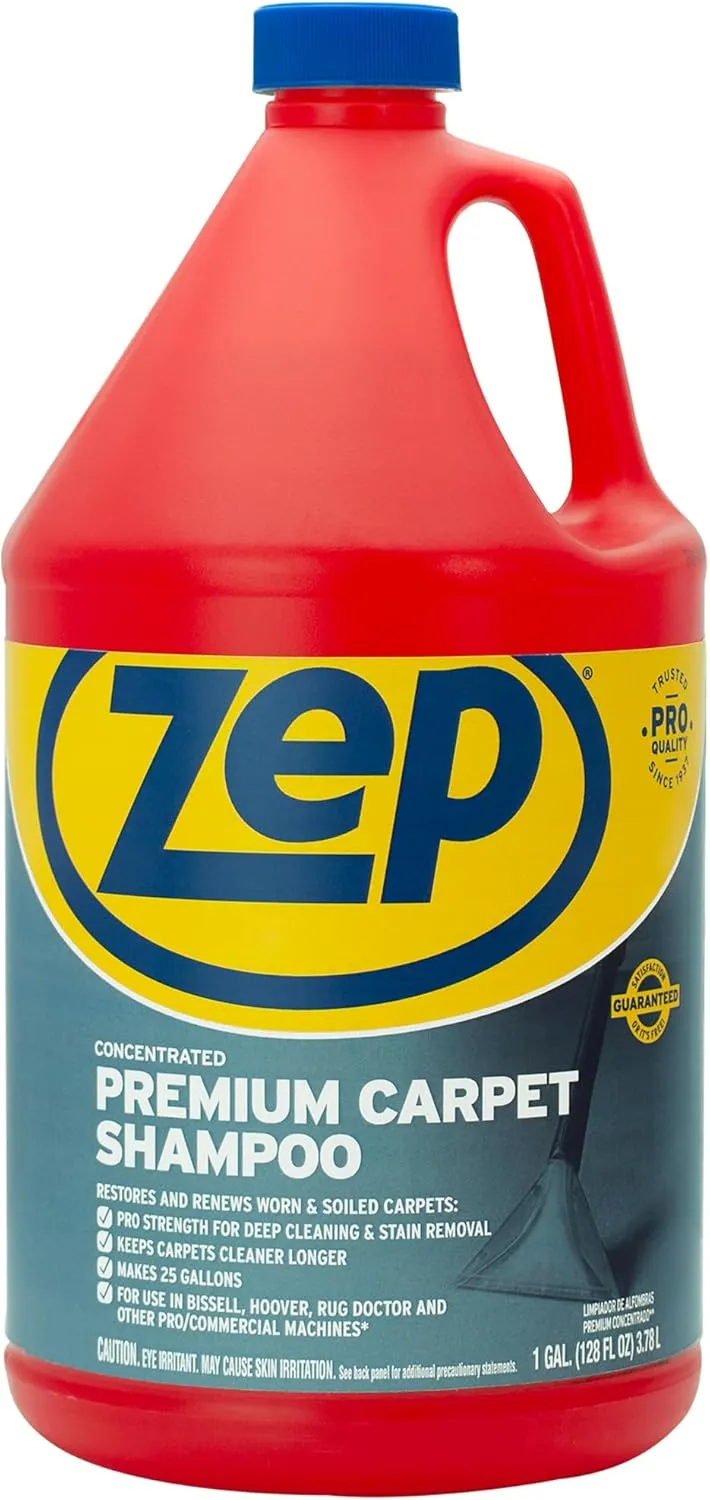 Zep Premium Carpet Cleaner Shampoo - 1 Gallon (Case of 2) ECZUPXC1282 - Pro Strength Deep Cleaning and Stain Removal, Restores and Renews Worn and Soiled Carpets