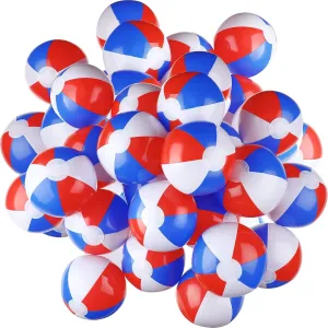Zhanmai 4 to 5 Inches Red White and Blue Beach Balls 4th of July Inflatable Beach Balls Patriotic Summer Toys for Independence Day Kids Hawaiian, Beach, Water Games and Pool Party(50 Pcs)