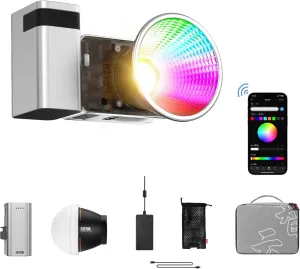 Zhiyun Molus X60 Combo 60W RGB Video Light,2700-6500K TLCI 98 HSI Mode Support PD Fast Charging Bluetooth App Control for Studio Photography