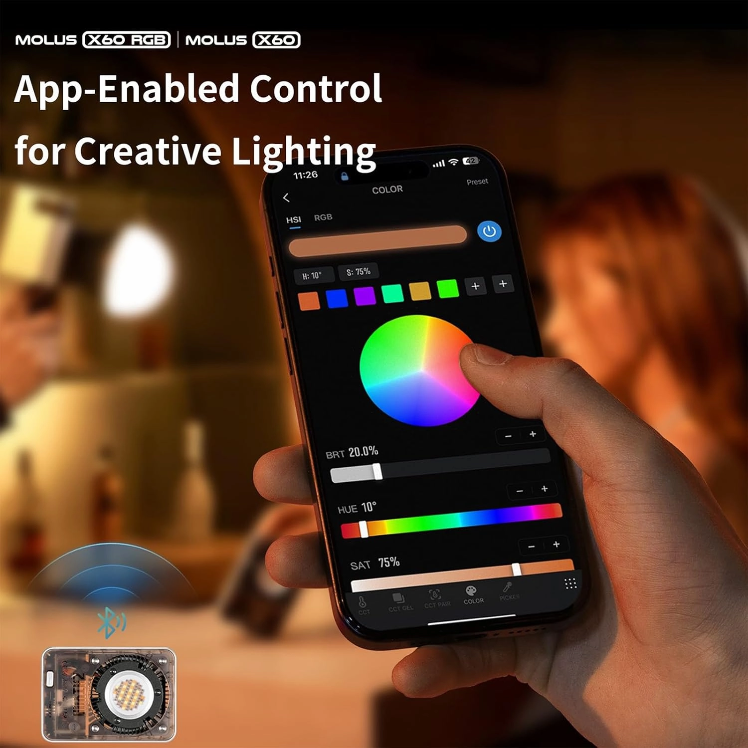 ZHIYUN Molus X60 RGB COB LED Video Light, COB LED Continuous Output Lighting, with 15 Scenes, Bluetooth App Control (X60 RGB Combo)
