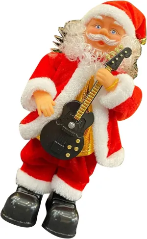 ZJchao Electric Singing Dancing Santa Musical Figure Xmas Decoration Battery Operated Santa Toy Home Commercial Use (Guitarist)