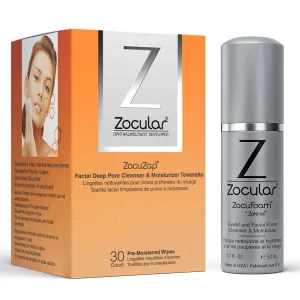 ZocuZap Facial Wipes, 30 Count   Zocular ZocuFoam Eyelid Cleanser Bundle